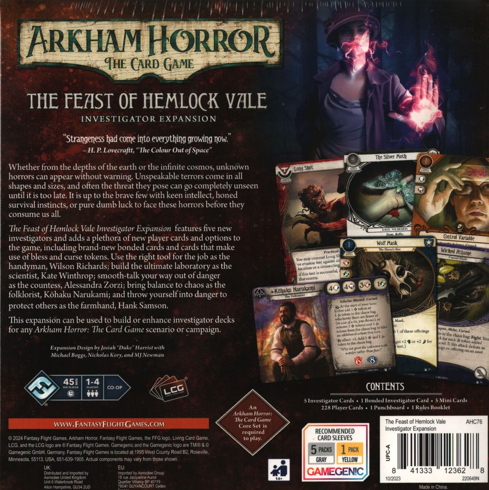 arkham horror bonded cards Horror: The Card Game – The Feast of Hemlock Vale Investigator Expansion Character:Pikachu (Black) Insert_Size_(W) 4