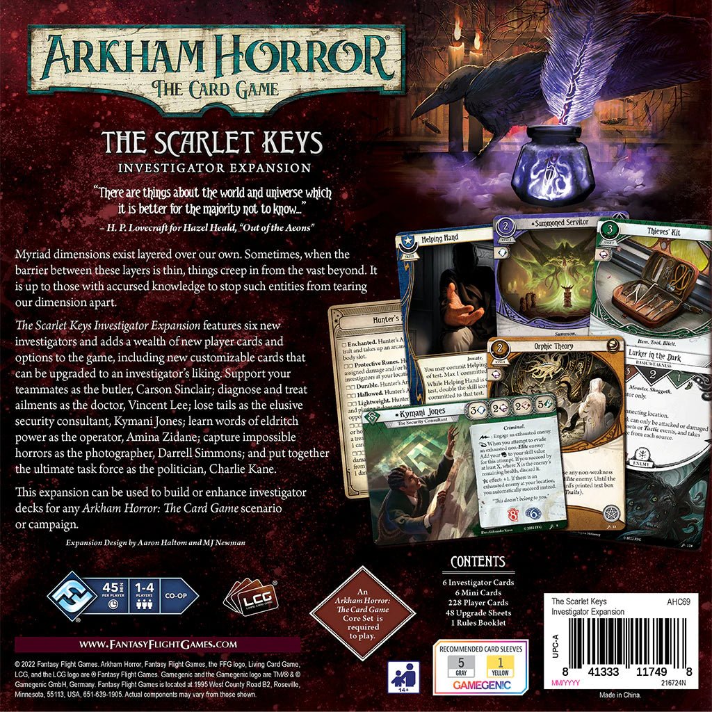 Arkham Horror: The Card Game – The Scarlet Keys Investigator Expansion - End State Games