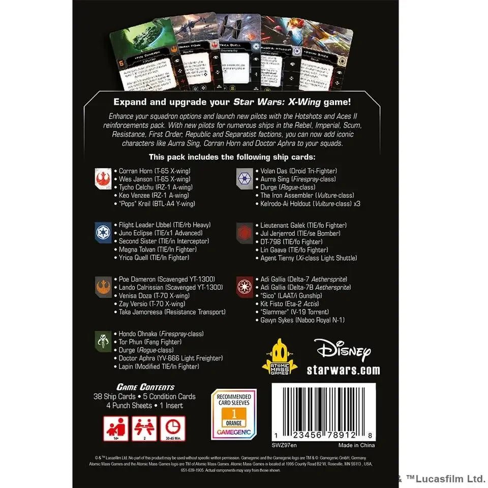 Star Wars X-Wing 2nd Edition: Hot Shots & Aces II Reinforcements Pack - End State Games